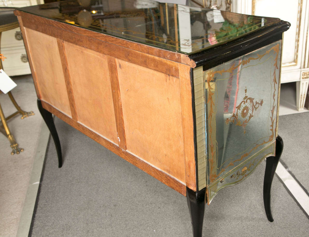 Exceptional Verre Eglomise Mirrored Chest by Jansen 1