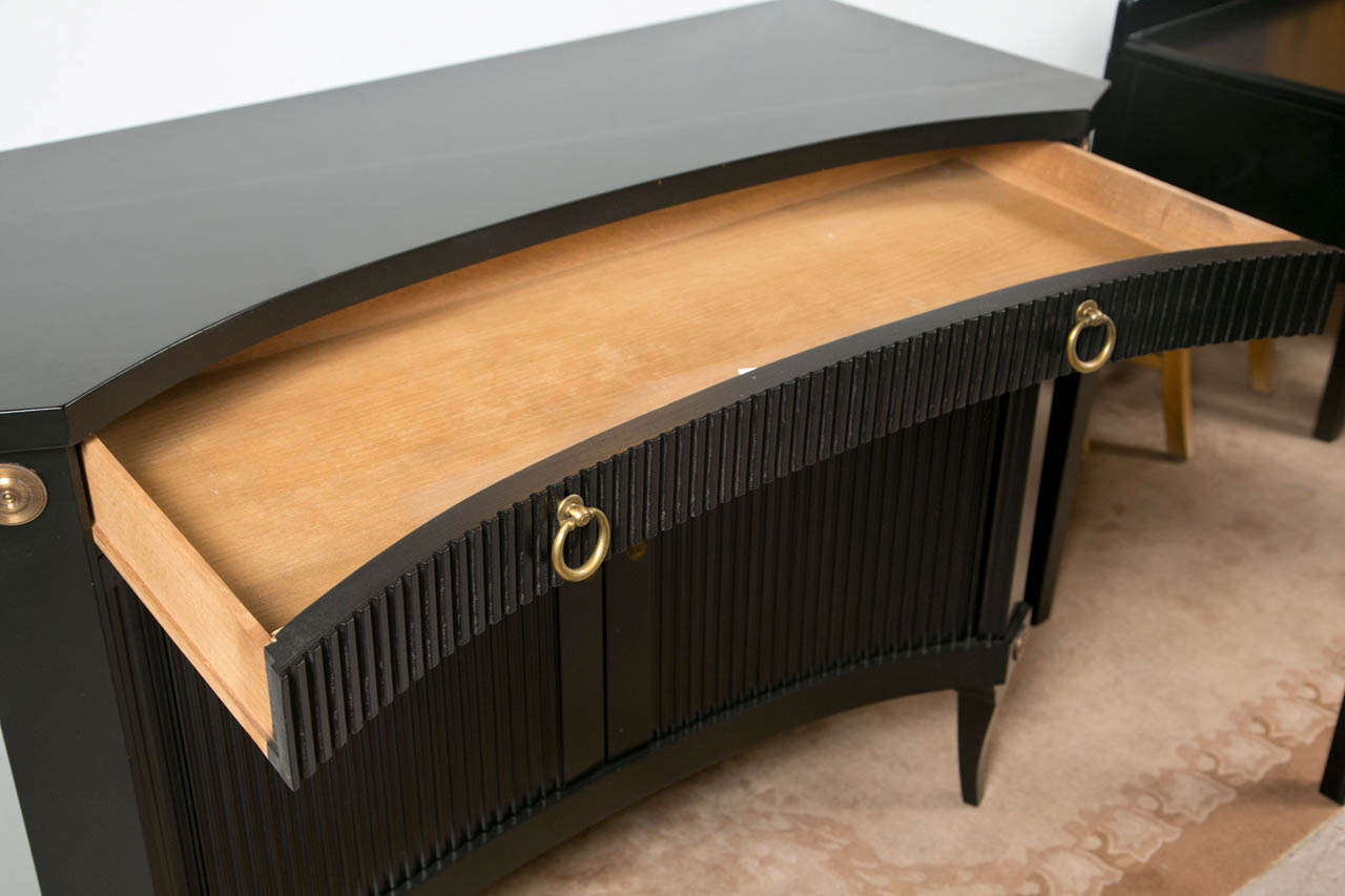 Hollywood Regency Style Ebonized Cabinet In Good Condition In Manhasset, NY