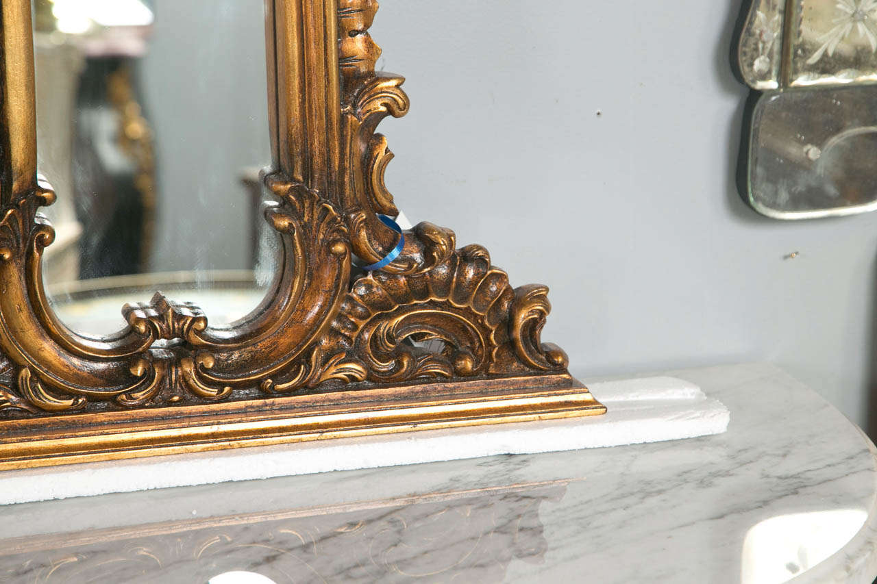 Fine French Carved Four Section Carved Rococo Over the Mantle Or Wall Mirror In Good Condition In Stamford, CT