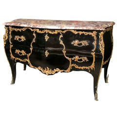 Ebonzied Marble Top Bombe Commode by Maison Jansen