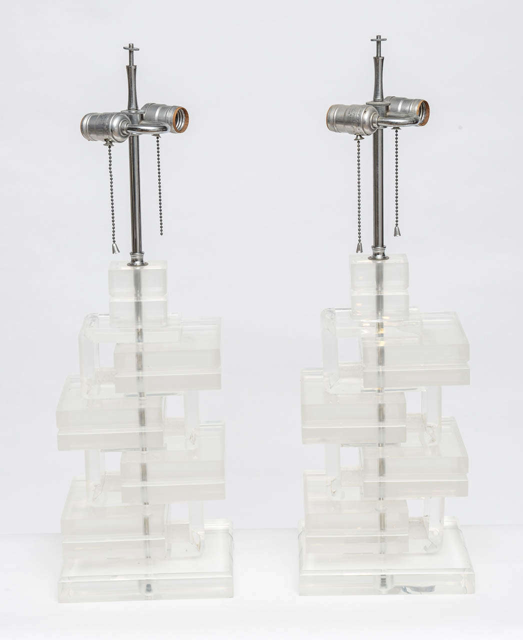 Pair of Stacked Lucite Lamps 1