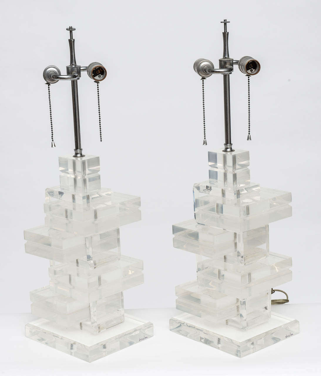 Pair of Stacked Lucite Lamps 2