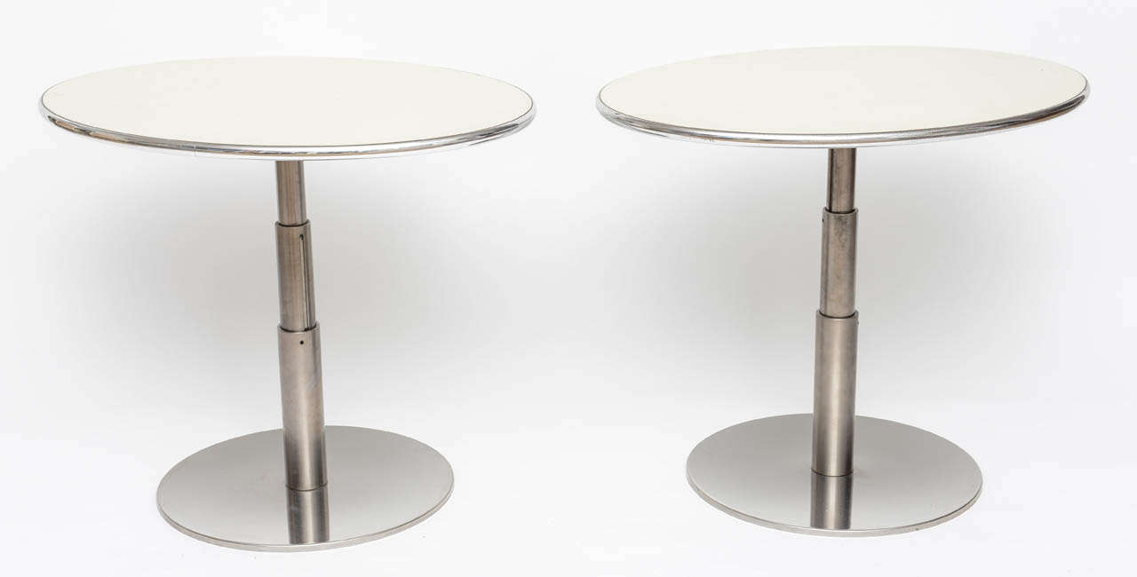 Chrome Oval-Top Three-Height-Position Side Tables 