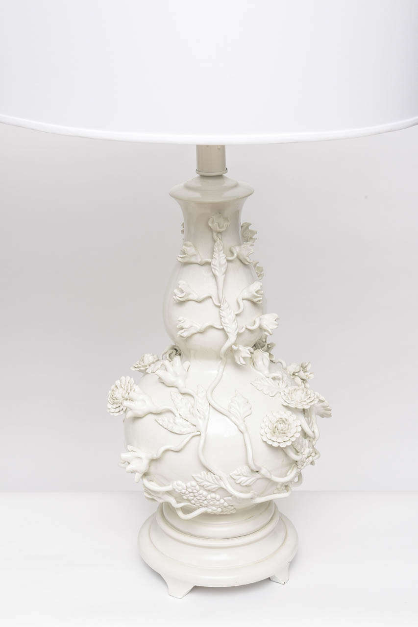 American Pair of Large Blanc de Chine Porcelain Table Lamps