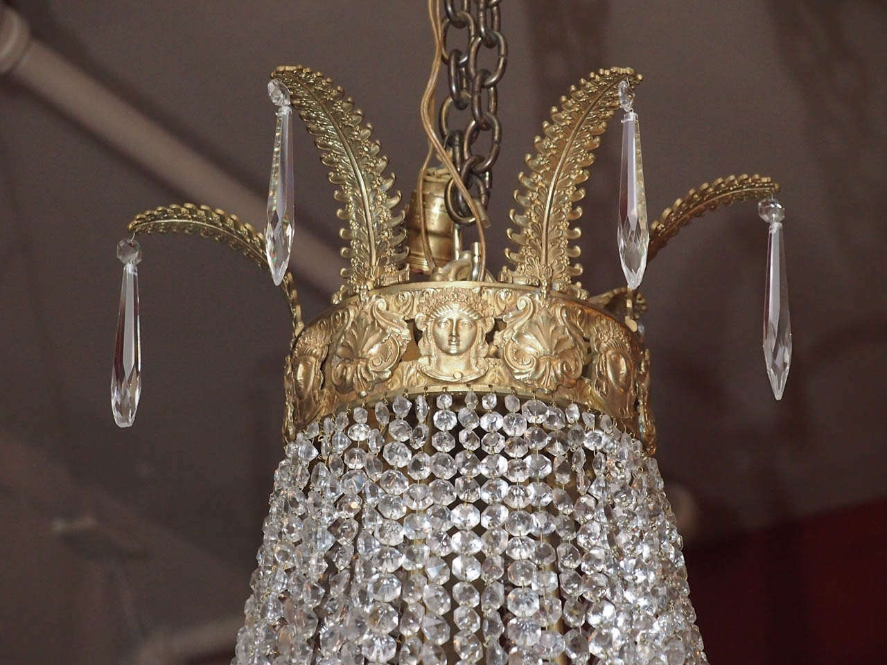 Antique French Louis XVI bronze doré et cristal, Circa 1890.