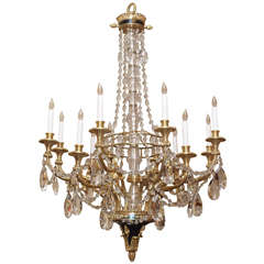 Antique French Crystal and Fine Ormolu Chandelier, circa 1890s