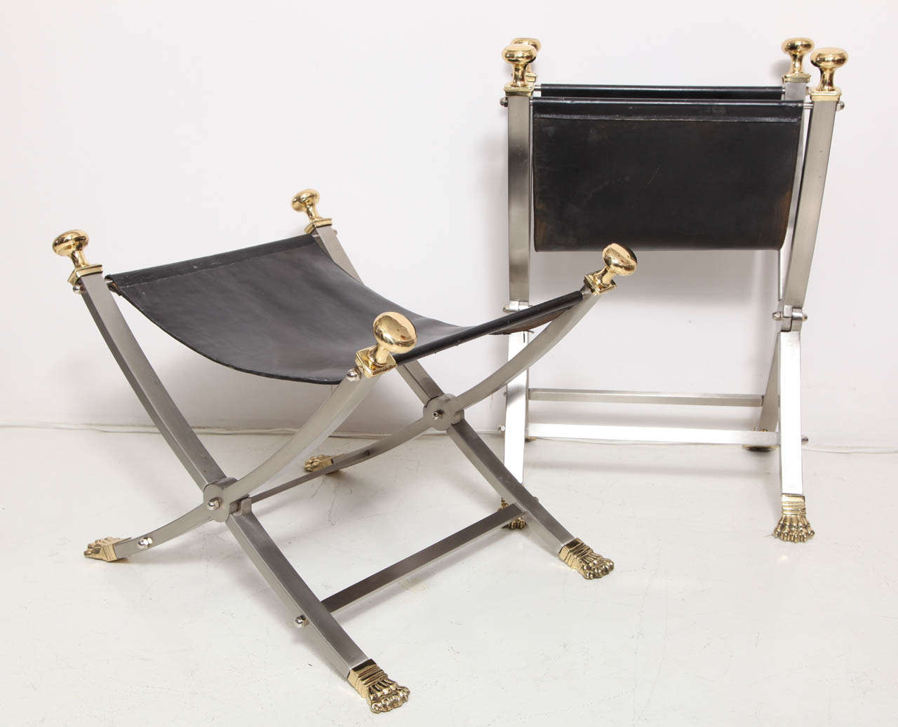 Steel Pair of Maison Jansen Campaign Style Benches