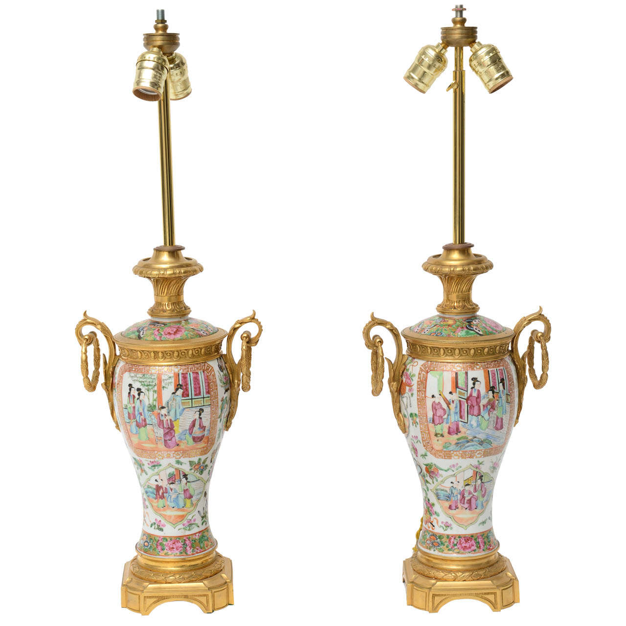 Pair of antique chinese porcelain lamps at 1stdibs