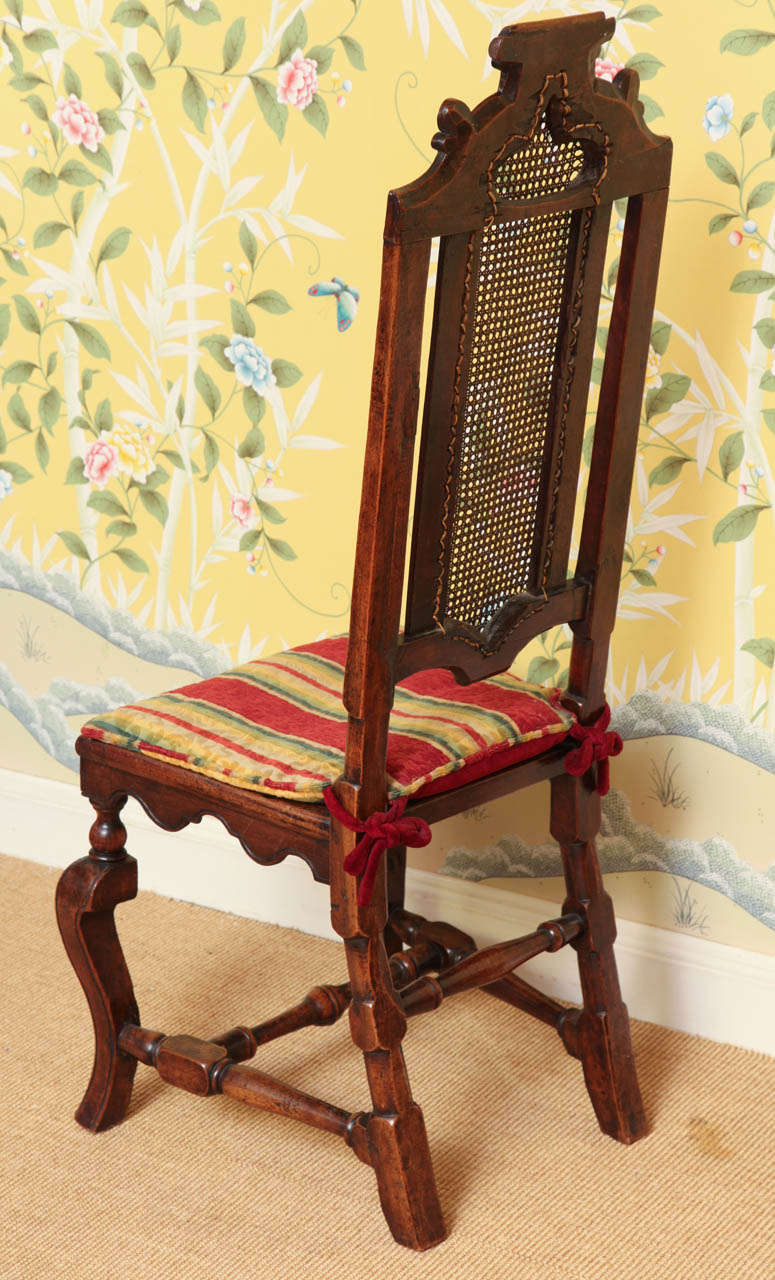 Pair of William & Mary Period Walnut Tall Back Sidechairs, English, circa 1690 For Sale 1