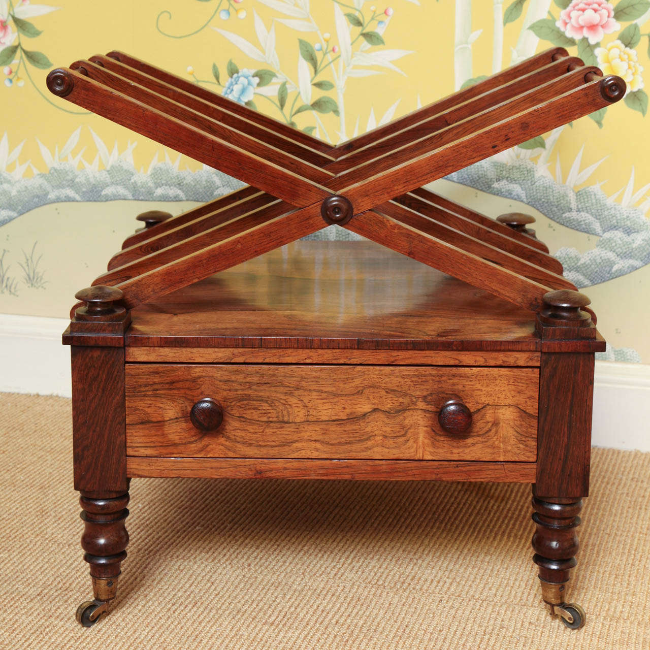 Antique Regency Period Figured Rosewood Canterbury, English, circa 1820