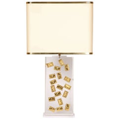 1980s Table Lamp with Inclusion in Lucite by Romeo