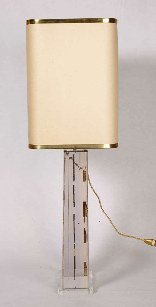 Metal 1980s Table Lamp with Inclusion in Lucite by Romeo For Sale