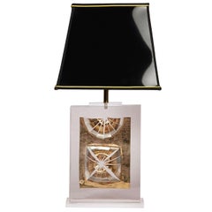 1980s Table Lamp with Inclusion in Lucite by Romeo Paris