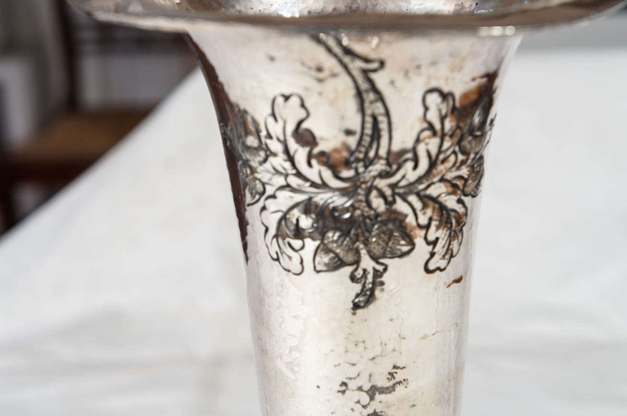 British Trumpet Form Silver Plated Victorian Vase For Sale