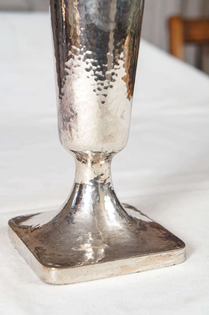 Trumpet Form Silver Plated Victorian Vase In Good Condition For Sale In Hudson, NY