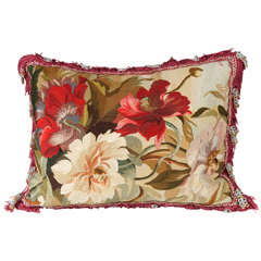 Floral Tapestry Needlepoint Pillow