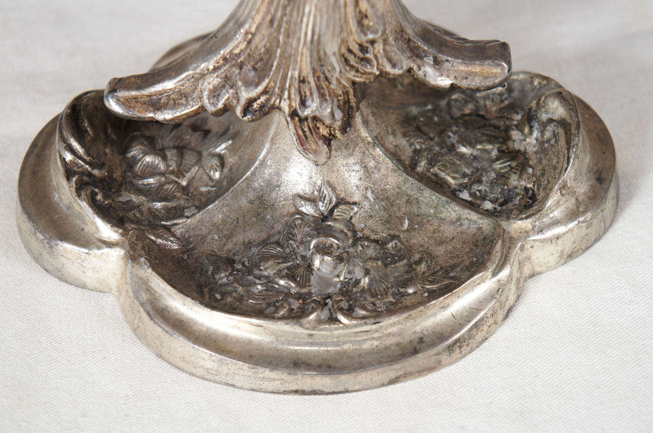 20th Century Winged Mythological Silvered-Metal Mermaid Candlesticks For Sale