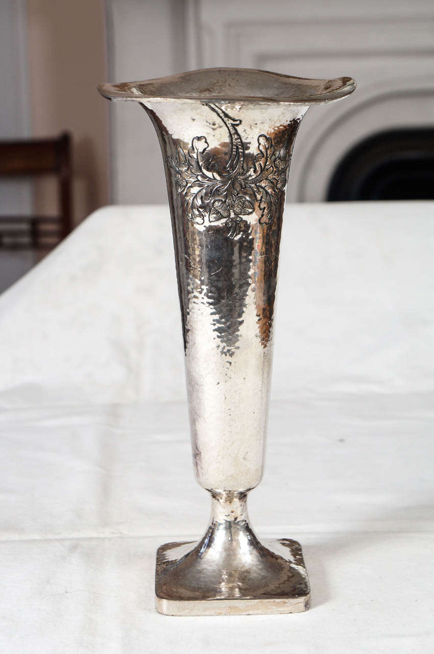 Silver Plated Victorian Trumpet Form Vase For Sale at 1stdibs