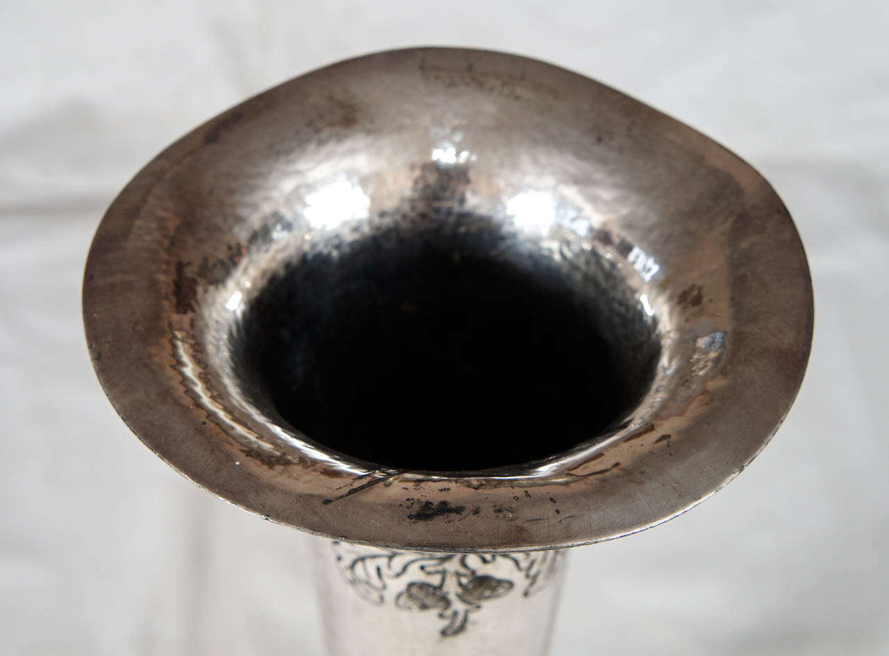 Trumpet Form Silver Plated Victorian Vase For Sale at 1stDibs