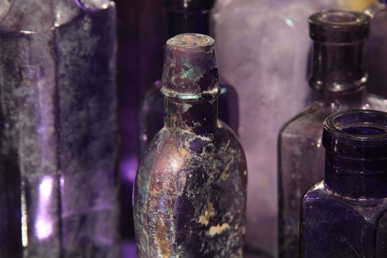 19th Century Group of Nine Purple Bottles