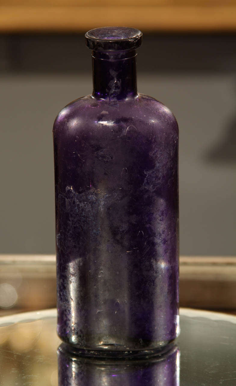 Glass Group of 6 Purple Bottles