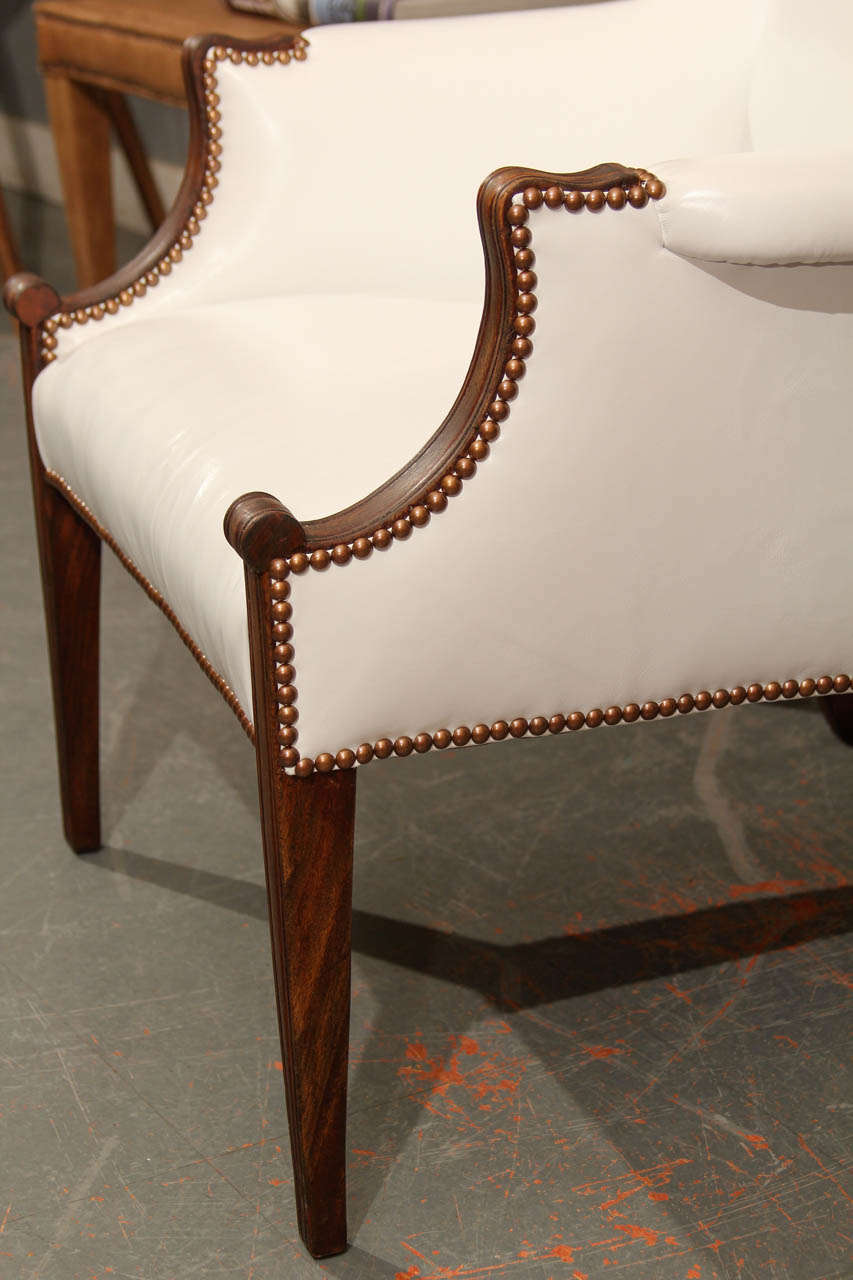 white leather wingback chair