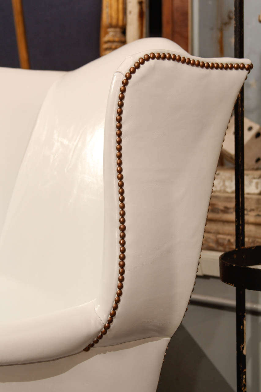cream leather wingback chair