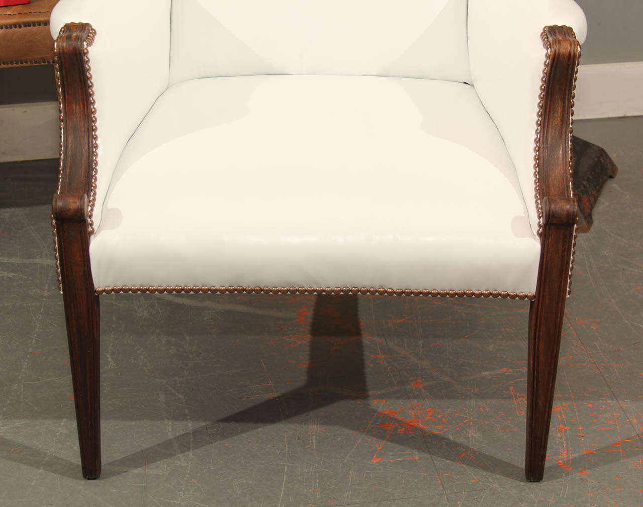 white leather wing chair