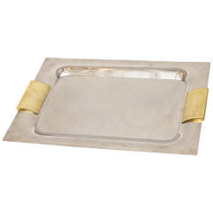 Vintage Stainless Steel and Brass Serving / Bar Tray /SATURDAY SALE