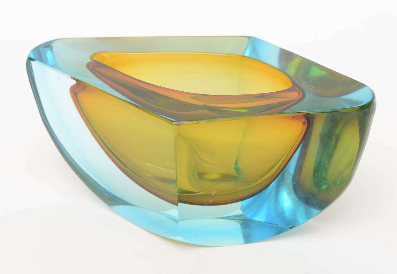 Modern Italian Murano Sommerso Heavy Bowl by Tiozzo and Ferro