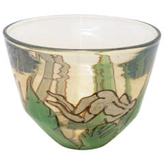 Signed, Titled and Dated and in the style of Rene Buthaud meets Matisse Glass Bowl
