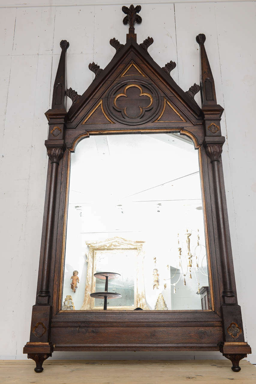 19th C Gothic frame with new mirror