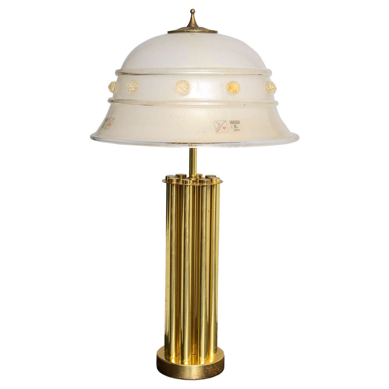 Italian Mid-Century Barovier & Toso Glass and Bronze Table Lamp