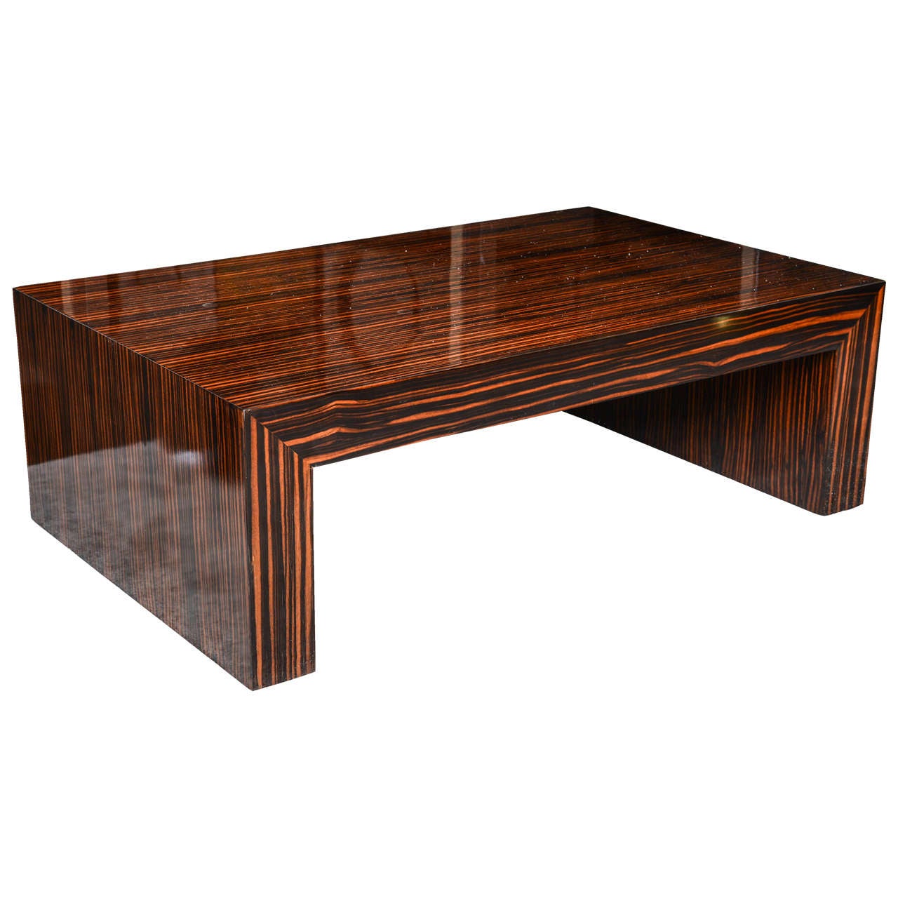 French art deco macassar ebony and marble table