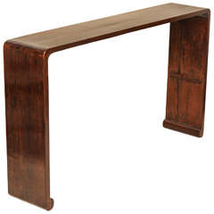 Narrow 19th century Chinese Elm Console Table with Spayed Feet