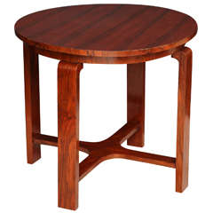 Round Walnut and African Mahogany Table, Austria, circa 1940s