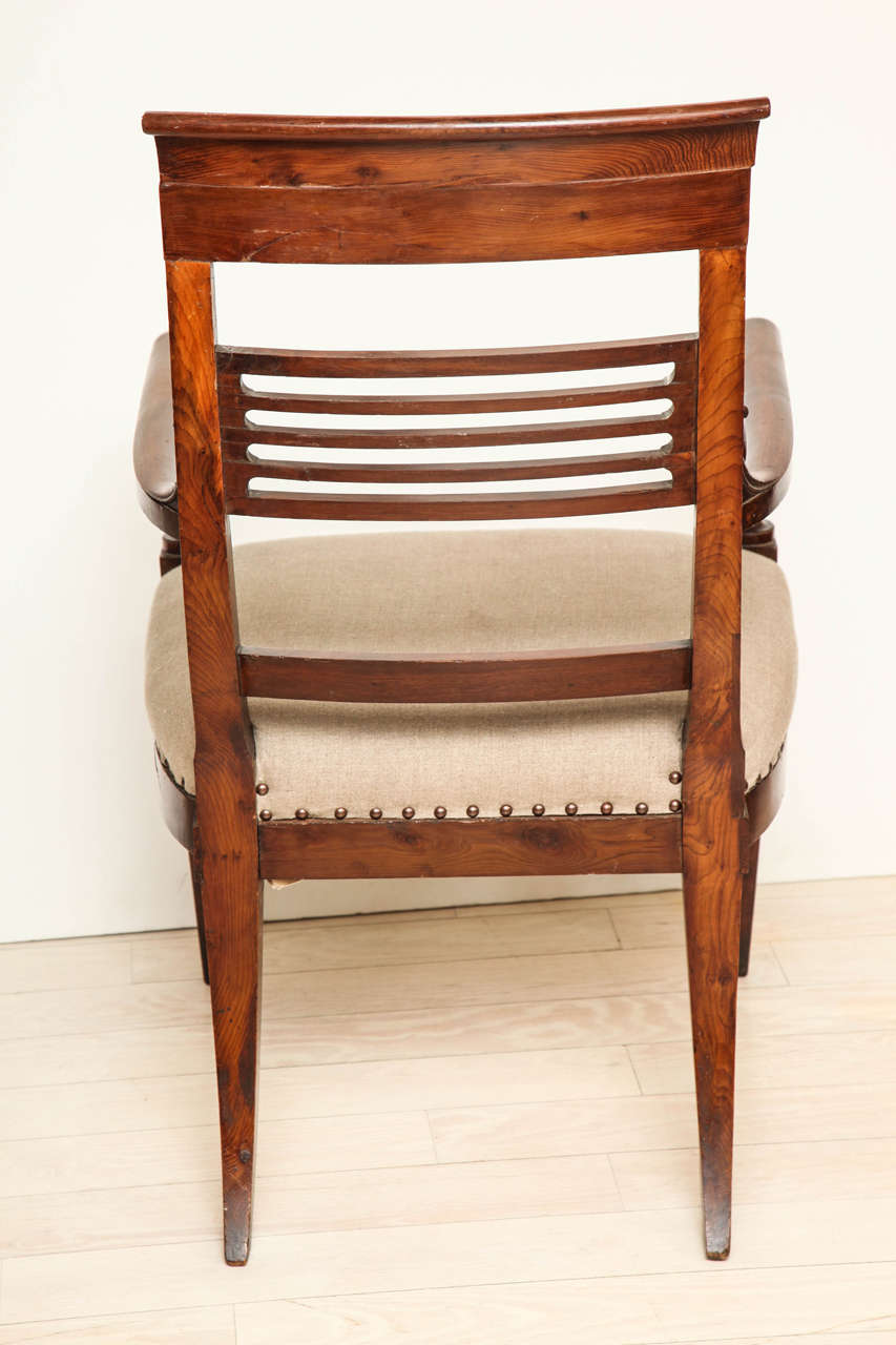 Pair of 19th Century Yew Wood Armchairs with Slated Back 6