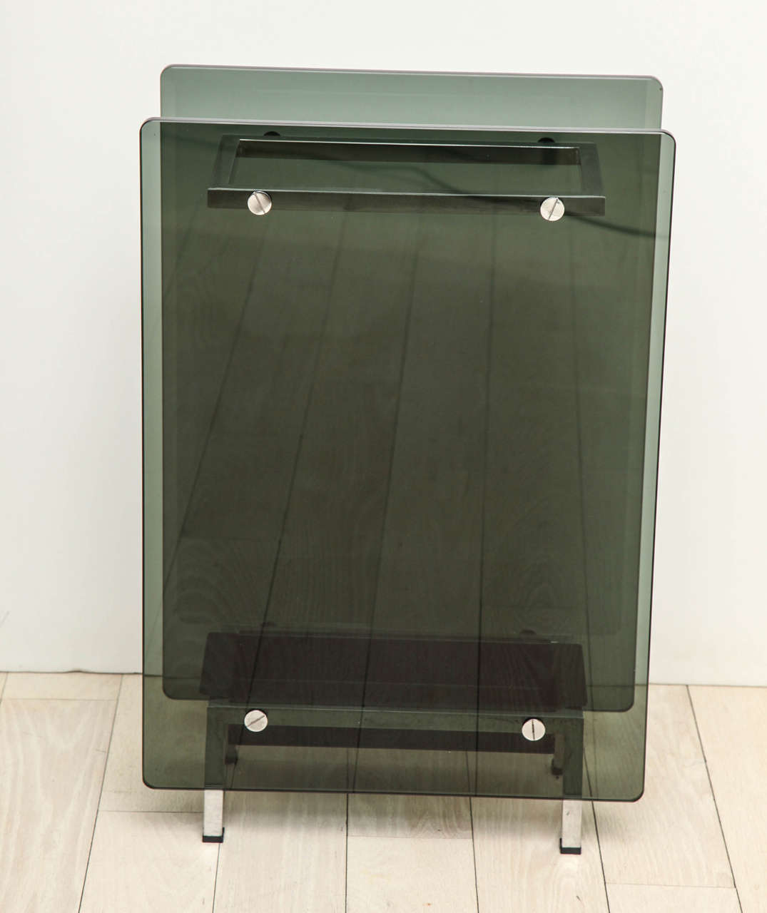 Chrome and Glass Umbrella Stand at 1stdibs