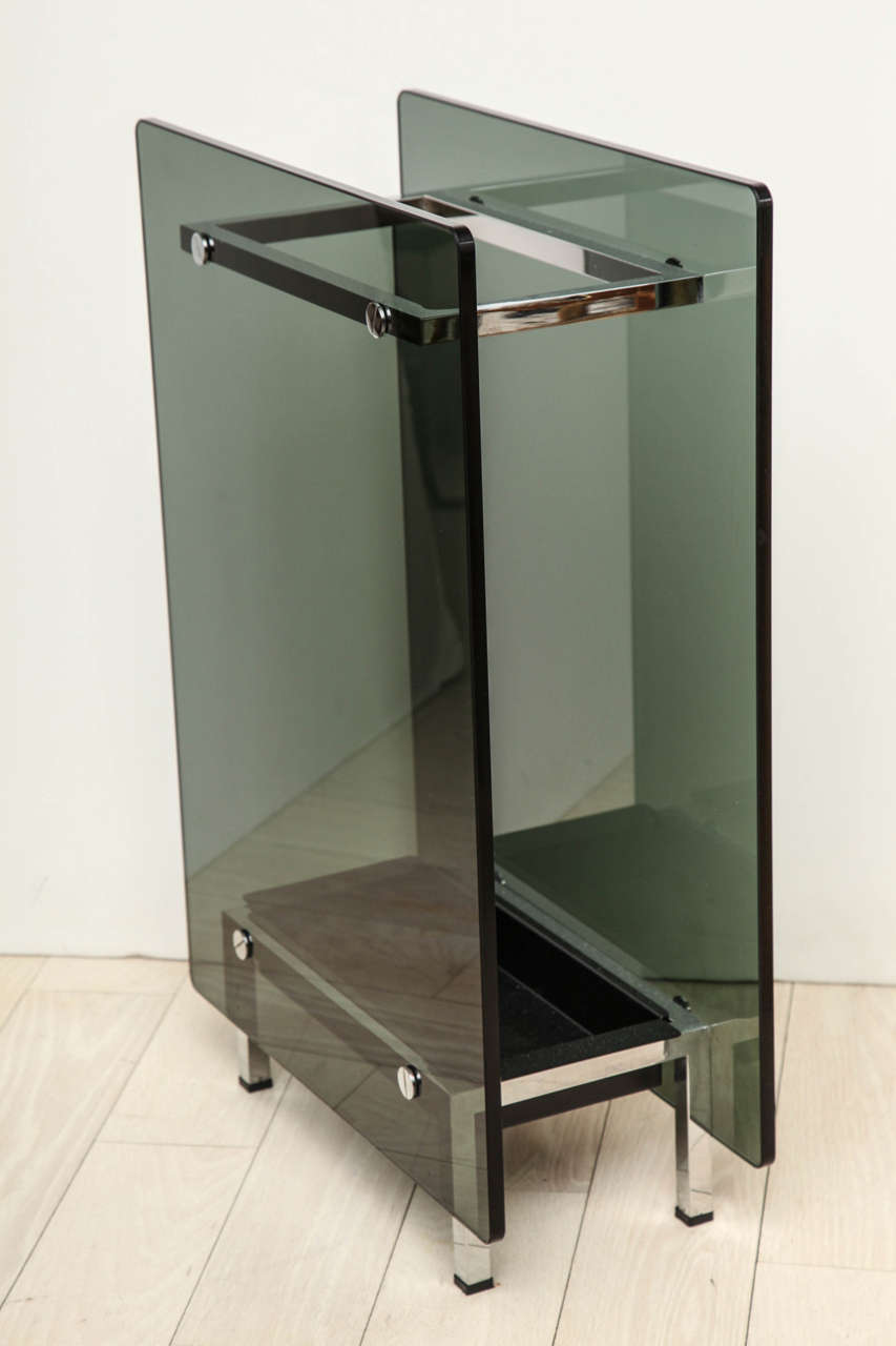 Chrome and Glass Umbrella Stand at 1stdibs