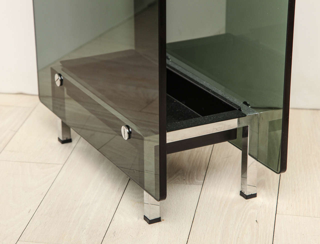 Chrome and Glass Umbrella Stand at 1stdibs