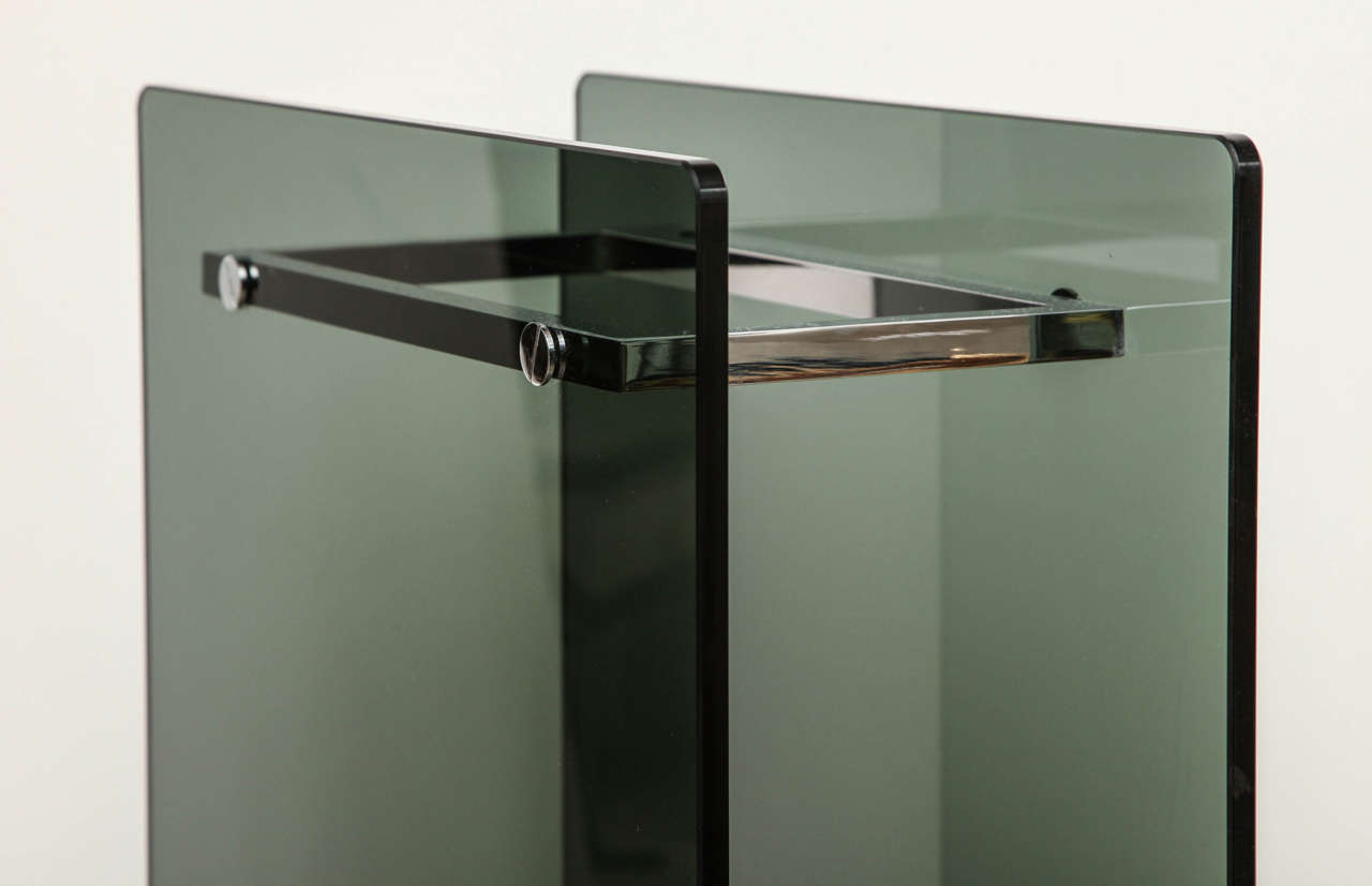 Chrome and Glass Umbrella Stand at 1stdibs