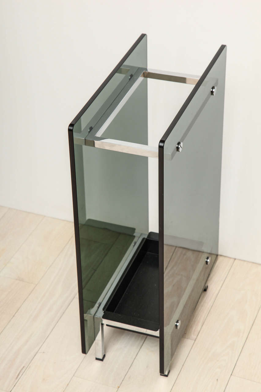 Chrome and Glass Umbrella Stand at 1stdibs