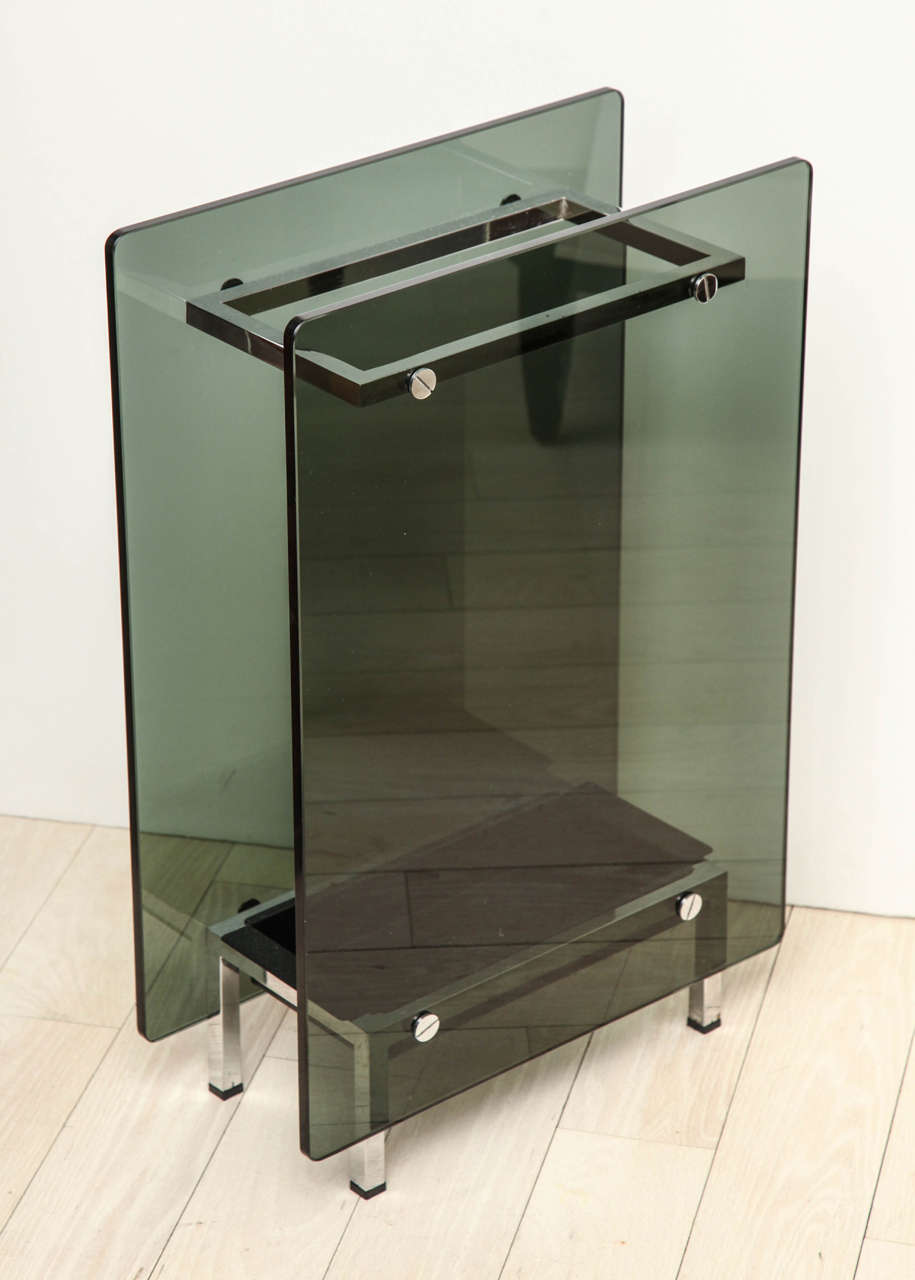 Chrome and Glass Umbrella Stand at 1stdibs
