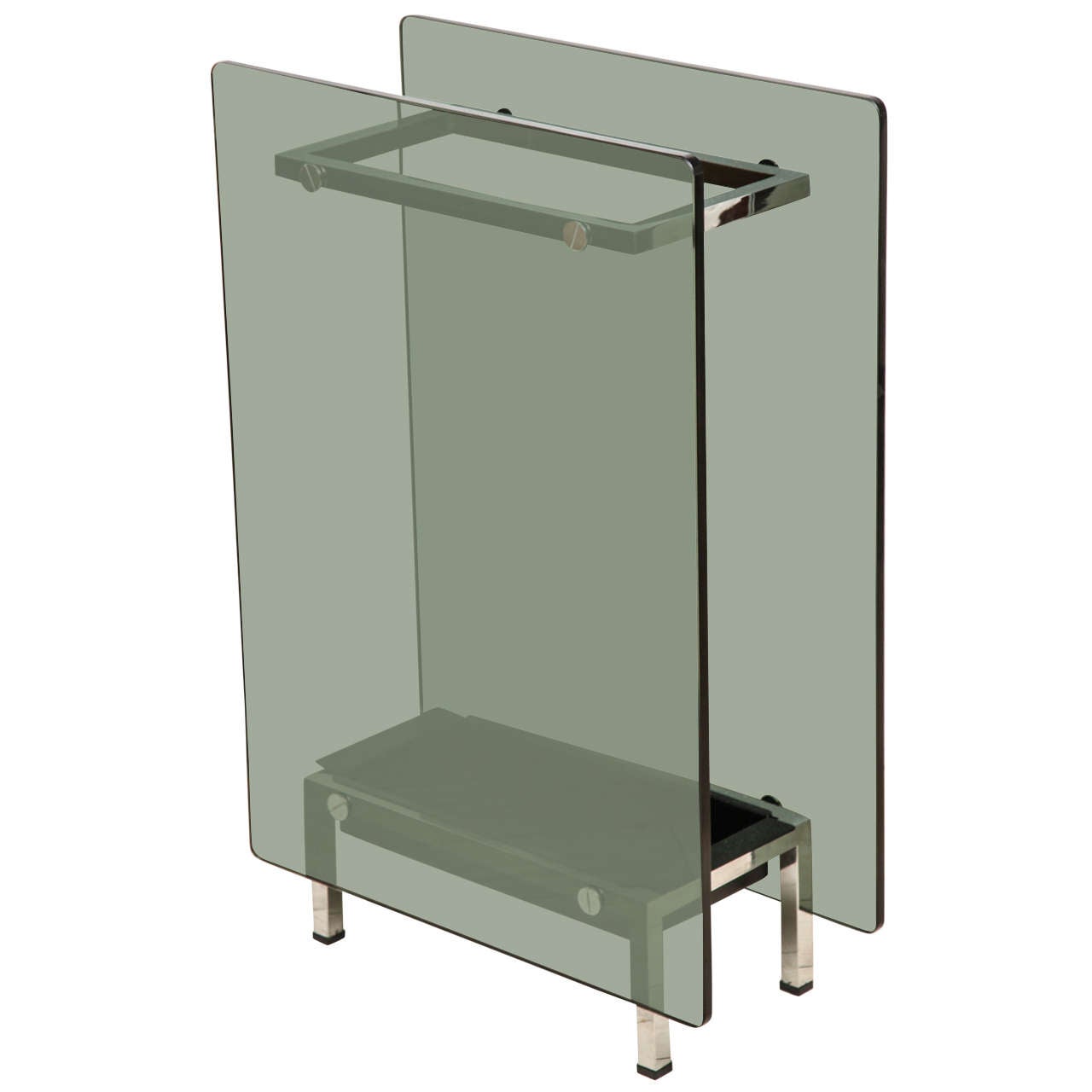 Chrome and Glass Umbrella Stand at 1stdibs