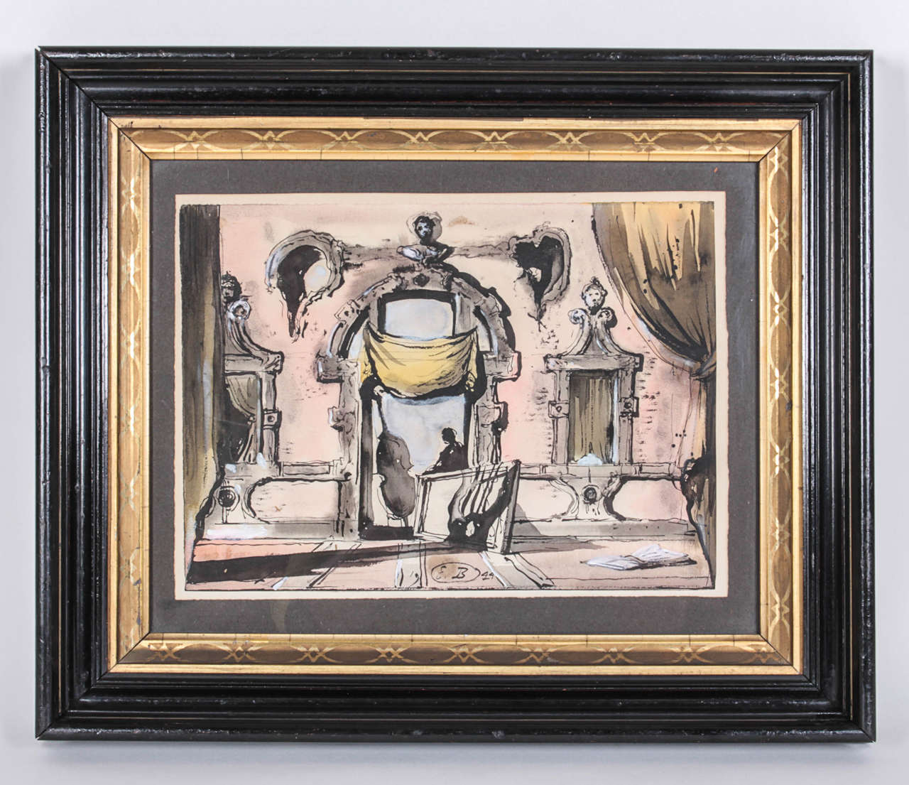 Eugene Berman Watercolor in its Original Frame