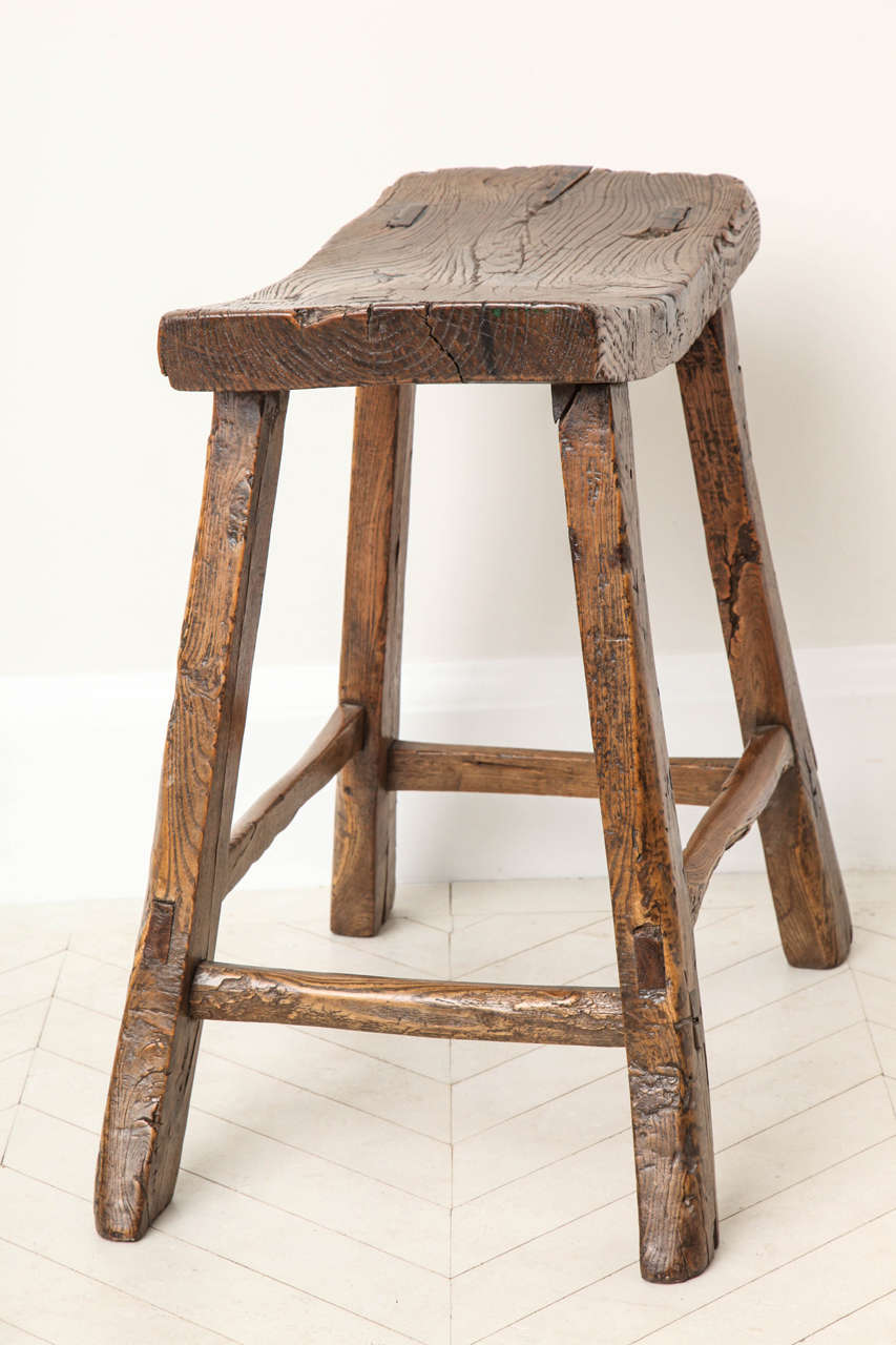 19th Century A 19th century Chinese elm wood stool