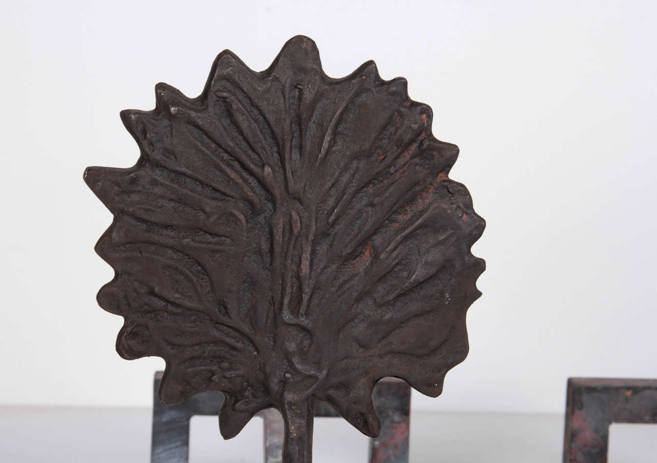 French Tree Andirons in Cast Bronze and Iron