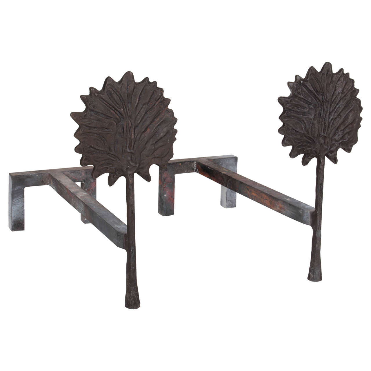 Tree Andirons in Cast Bronze and Iron