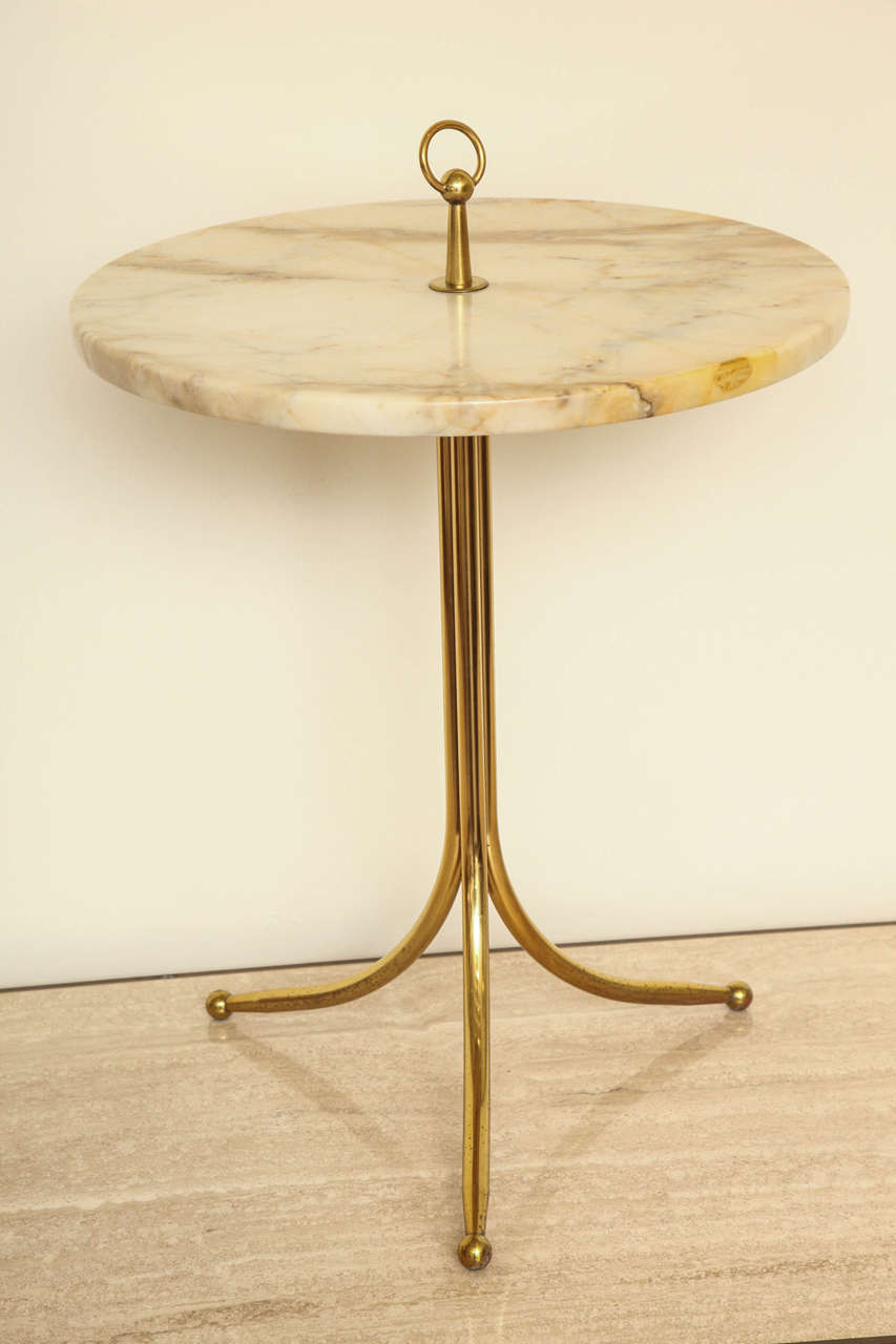 Italian marble and brass cigarette table, circa 1960s.