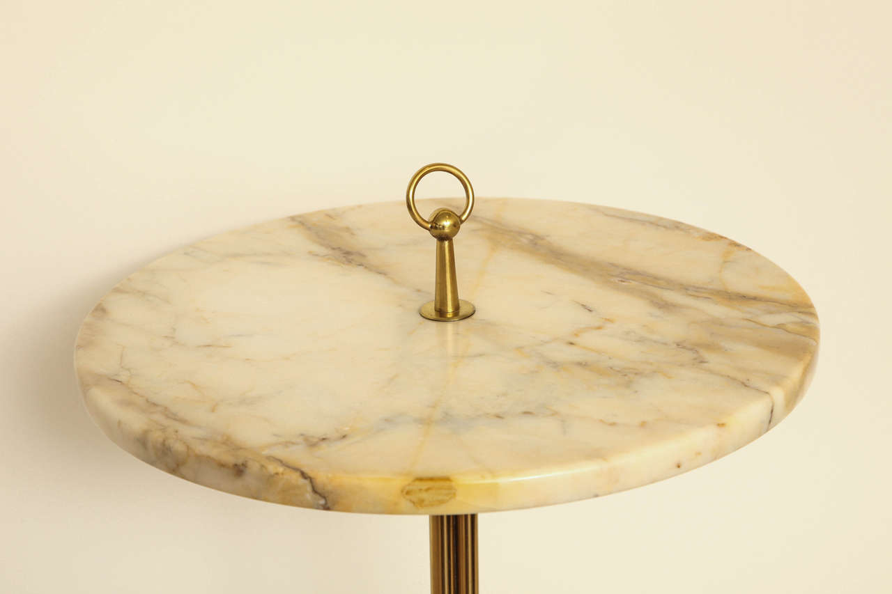 Italian Marble and Brass Cigarette Table, circa 1960s In Good Condition In New York, NY